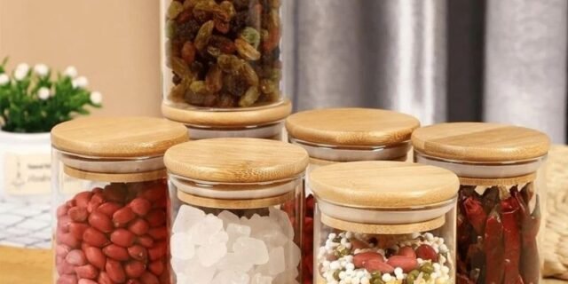 Potes Herméticos de Vidro com Tampa de Bambu – Kit 6 Unidades 200ml