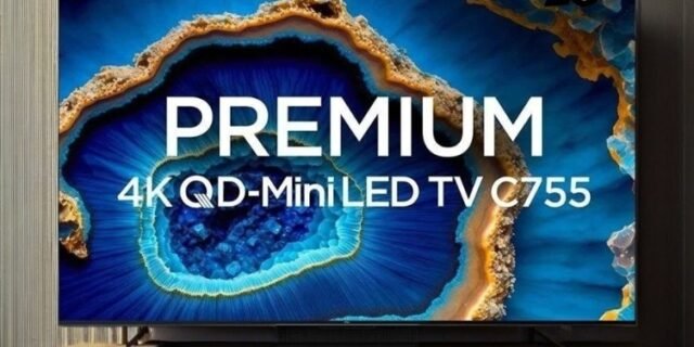 Smart TV TCL 75 Polegadas QLED Mini LED 4K C755 WiFi Bluetooth Google TV 144Hz VRR HDR10+ 75C755
