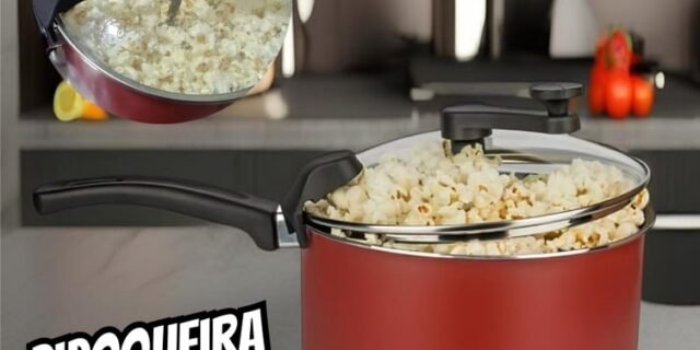 Pipoqueira Antiaderente Cozillar 4,5 Litros Tampa De Vidro