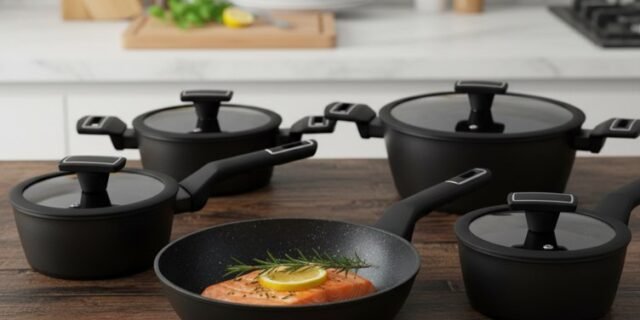 Jogo de Panelas Brinox Revestimento Cerâmico Preto 5 Peças Carbon Ceramic Life