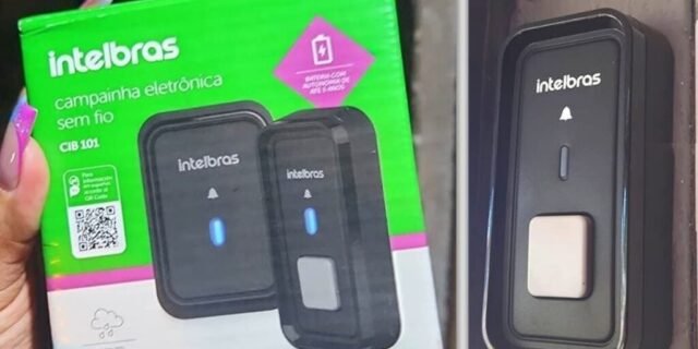 Campainha Sem Fio Com Bateria Cib 101 Preta Intelbras