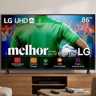 Smart TV LG UHD AI UA85 86 polegadas HDR10 Pro Processador α7 AI Ger 8 webOS 25