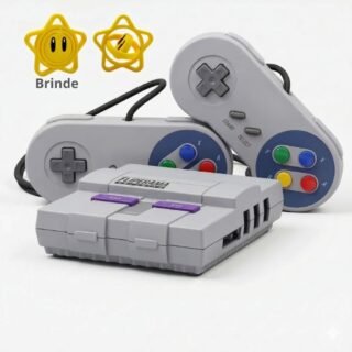 Game Retro Mini Super Nintendo 2 Controles + Pack com todos os Jogos de Snes (Controles SNES)