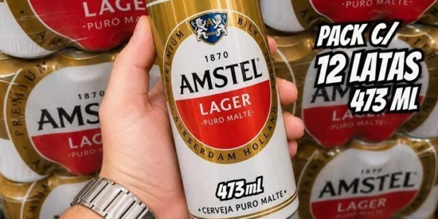 Amstel Cerveja Lager Lata 473ml Pack 12 Unidades