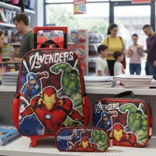 Kit Mochila C/ Rodas Estojo E Lancheira Avengers Luxcel