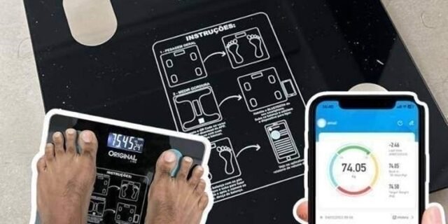 Balança Corporal Bioimpedância Premium Com Visor Inteligente Bluetooth