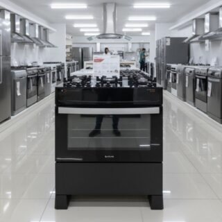 Fogão 5 Bocas Atlas Atenas com mesa de Vidro Acendimento Automático a Gás Preto