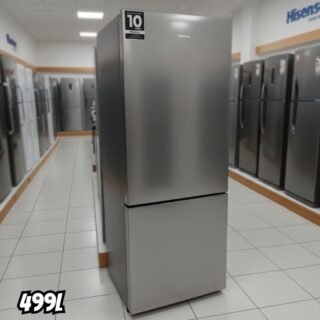Refrigerador Bottom Freezer Metal Tech Hisense de 02 Portas Frost Free com 499 Litros Inox – RB5P504 – 110V