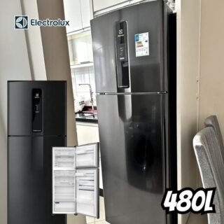 Geladeira Electrolux Frost Free Inverter 480L Efficient com AutoSense SmartBivolt Duplex cor Black Inox Look