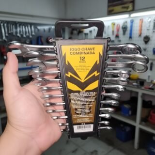 Jogo De Chave Boca E Estrela Combinada 12 Pçs Aço 6 22 Mm Cromada IF-12 The Black Tools