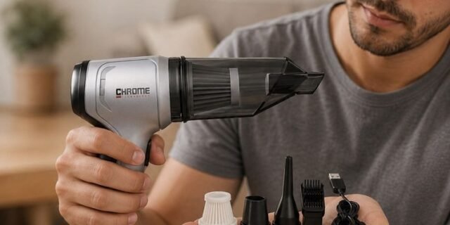 Mini Aspirador De Pó Portátil Recarregável Soprador Usb Automotivo 3em1 Sem Fio