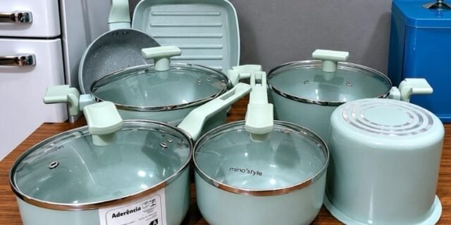 Conjunto Panelas 7 Peças Sartin Cook Cor Aquamint Mimo Style Cor Verde-claro