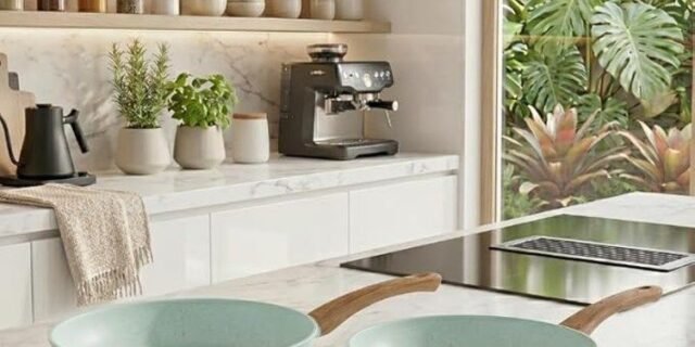 Jogo de Frigideira de Indução com Revestimento Cerâmico Antiaderente Tuut Ecoglide 3 Peças Marble