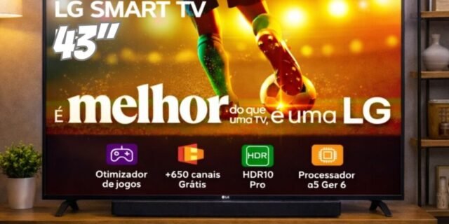 Smart TV LG 43″Full HD, Processador A5 Ger6, AI, Alexa e webOS 23 – 43LR6700PSA