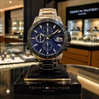 Relógio masculino Tommy Hilfiger Th1792198 Silver Dylan Bezel preto azul fundo