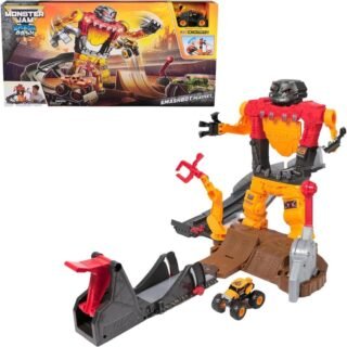 SUNNY, Monster Jam, Pista de Corrida, Playset Smashbot, Smash & Bash, Com 1 Mini Caminhão Incluso 1:64