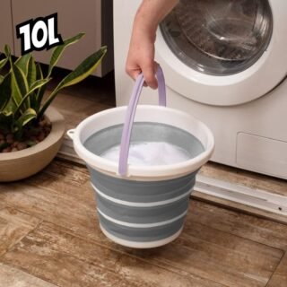 Powermaid Balde Retrátil de Silicone Multiuso – com Alça Dobrável – 10 Litros