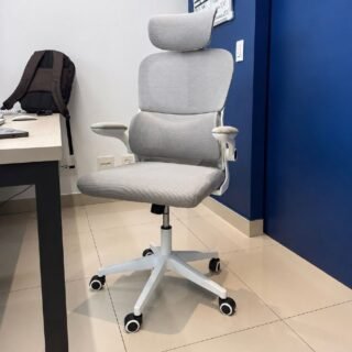 Cadeira Escritório Ergonômica Python Fly B07 Cinza Com Suporte Lombar