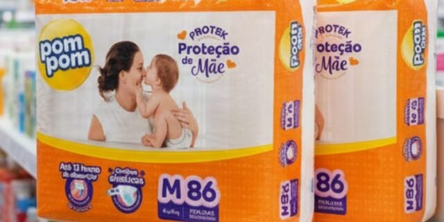 Fralda Pom Pom Protek Proteção de Mãe Hiper M 86 Unidades