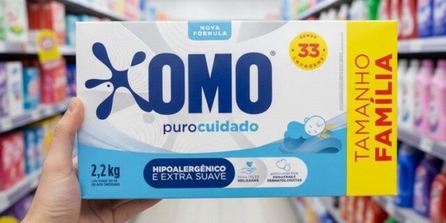 Lava-Roupas em Pó Omo Puro Cuidado Caixa 2,2kg Tamanho Família