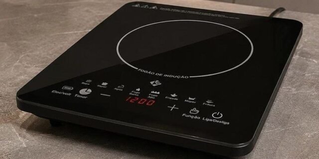 Cooktop De Indução 1 Boca Preto Com Trava De Segurança Painel Touch Screen
