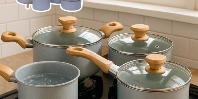 Mimo Style, Conjunto de 5 Panelas com Tampa de Vidro Temperado Pratic Cook Grafite