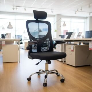 BlidShop Cadeira de Escritório Ergonômica Florença, Tela Mesh Premium, Apoio Lombar Ajustável, Suporta 120kg, Altura Regulável (Preta)