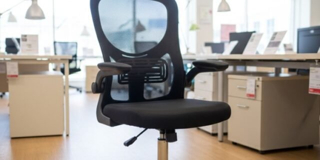 BlidShop Cadeira de Escritório Ergonômica Florença, Tela Mesh Premium, Apoio Lombar Ajustável, Suporta 120kg, Altura Regulável (Preta)