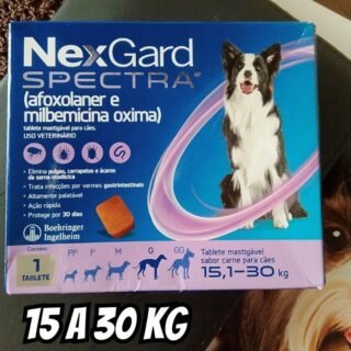 NexGard SPECTRA Antipulgas e Vermífugo para Cães de 15,1 a 30kg – 1 tablete