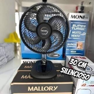 Ventilador de Mesa Mallory Turbo Compact 30 cm, Silencioso, Hélice de 6 pás, Grade Especial em Sistema TS, Máxima Vazão e Mínimo Ruído – 220V