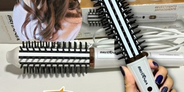 Escova Modeladora Britânia 2 em 1 Branca BEC04 Bivolt