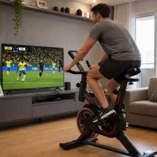 Bicicleta Ergométrica Fitness Para Cardio E Musculação Com Base Cor Preto E Vermelho 6kg Inercia Marca Sevenfit