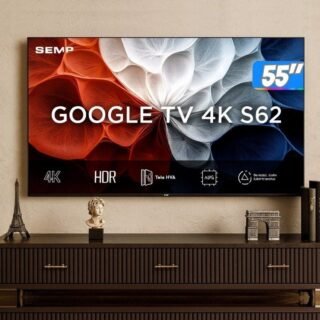 SEMP, Smart TV 4K UHD, 55“, Google TV, Google Assistente, Comando por Voz, Googlecast Integrado, Design Sem Bordas, Dolby Audio, 55S62