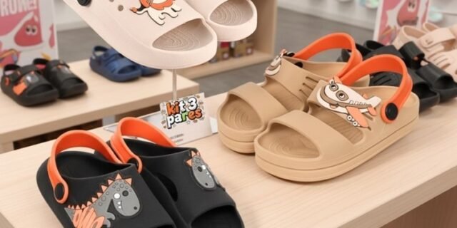 Kit 3 Pares Papete Infantil Menino Nuvem Sandália Conforto