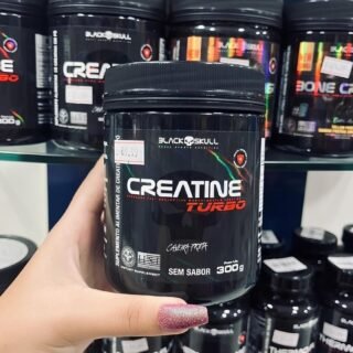 Creatine Turbo – sem sabor – Pote 300g – Black Skull – Suplementação para Treino, Performance, Ganho Muscular, Hipertrofia, Força e Resistência