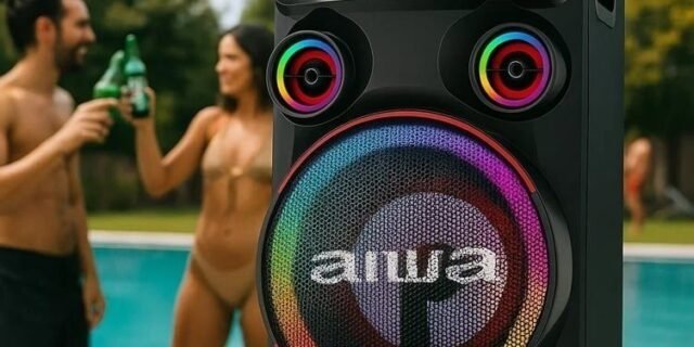 Torre De Som Aiwa T1w-02 1600w 1woofer10″ Bluetooth Rgb Usb Fm Dj