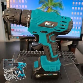 Kit Parafusadeira E Furadeira A Bateria 12v Maleta + Brocas Azul 60hz