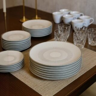 Aparelho De Jantar Tramontina Griz Porcelana Decorada 20 Peças