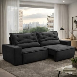 Sofá Retrátil E Reclinável Com Molas 1,80m Livia Suede