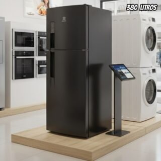 Geladeira Electrolux Frost Free 380L AutoSense Inverter Black Inox Look 220V