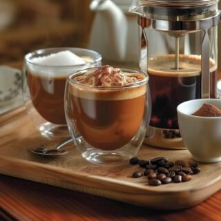 Conjunto com 6 Xícaras de 80ml Vidropara Café de Parede Dupla, Feito de Vidro Borossilicato – Kit de Xícaras para Chá, Café e Bebidas Quentes- Presente Elegante