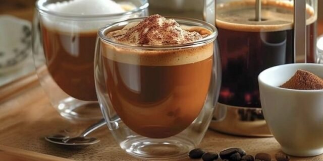 Conjunto com 6 Xícaras de 80ml Vidropara Café de Parede Dupla, Feito de Vidro Borossilicato – Kit de Xícaras para Chá, Café e Bebidas Quentes- Presente Elegante