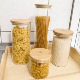 Potes Herméticos Porta-Mantimentos com Tampa de Bambu Electrolux – 4 unidades