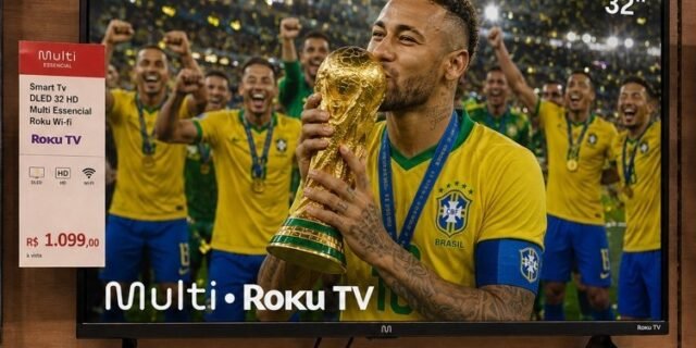 Smart TV DLED 32 HD Multi Essencial Roku 3HDMI 2USB Wi-Fi