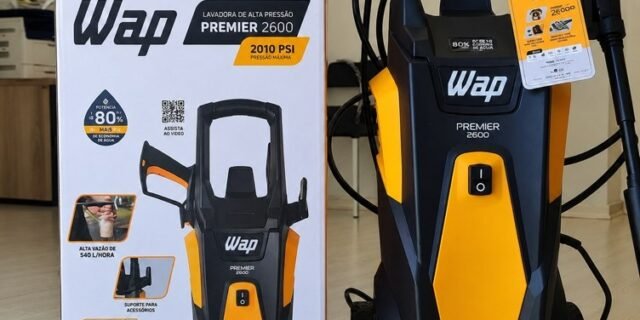 WAP Lavadora de Alta Pressão PREMIER 2600, 360L/h, com Bico Turbo, Jato em Leque e Concentrado, 2000psi 1800W 127V