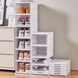 Sapateira Vertical Empilhável Caixa Sapato Tênis 6 Andares Cor Branco