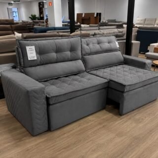 Sofá 3 Lugares Cama inBox Belém Retrátil e Reclinável Revestido em Suede Velusoft – 200cm de Largura