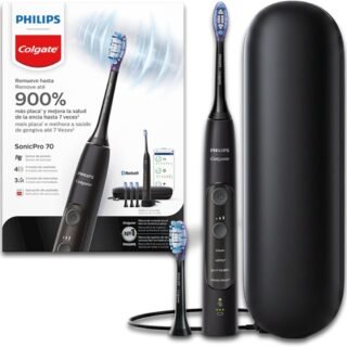 Escova de Dente Elétrica Philips Colgate Recarregável | Sonic Pro 70, Bivolt, Tem 3 Refis, Um Estojo para Viagem