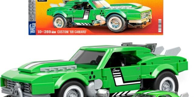 Jogo de Construção Hot Wheels Speed 68 Custom Camaro | Mattel, Brick Shop, em escala 1:32, com Placa de Coleção, 1 carrinho de metal, Perfeito para colecionadores