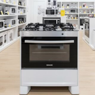 SUGGAR FOGÃO NEO GLASS PRATA MESA DE VIDRO 5 BOCAS